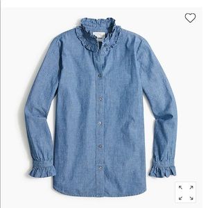 Brand new Jcrew- Ruffleneck chambray shirt